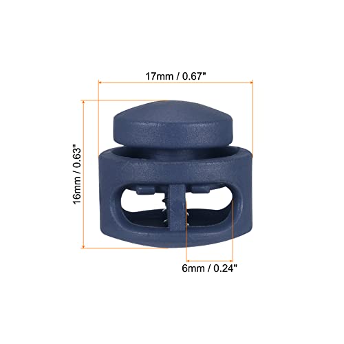 PATIKIL Cord Locks, 100 Pack Round Spring Toggle Stopper for Drawstring Bag Shoelaces Navy Blue, 17x16mm - Image 2