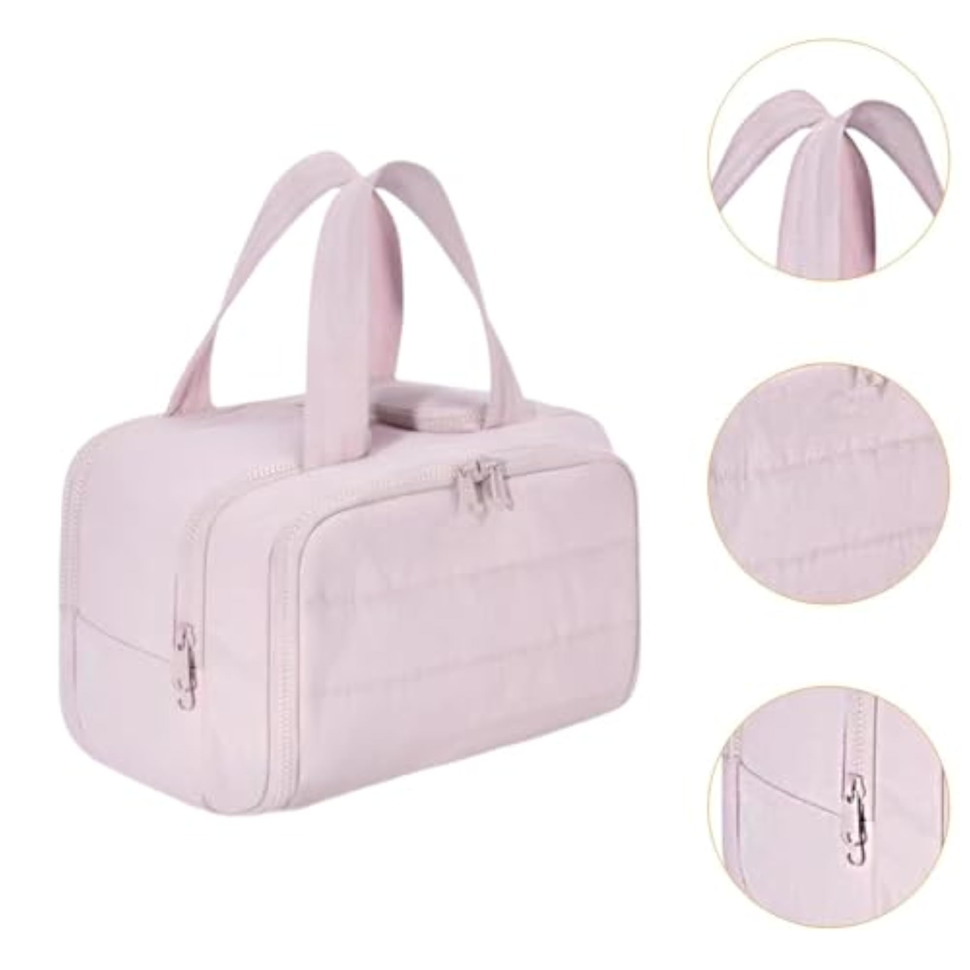 Open Toiletry Bag Makeup Organizer for Outdoor Trips, Pink