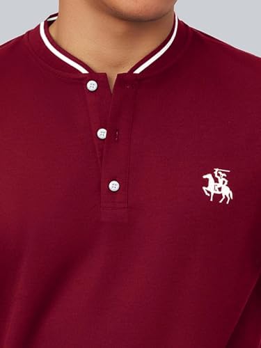 Lymio Men Regular Fit T-Shirt (Polo-06-10-White + Maroon-L)