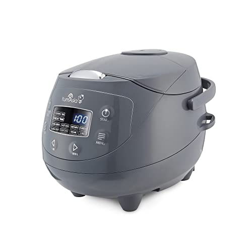 Yum Asia Panda Mini Rice Cooker With Ninja Ceramic Bowl and Advanced Fuzzy Logic (3.5 cup, 0.63 litre) 4 Rice Cooking Functions, 4 Multicooker functions, LED display, 220-240V (Cobalt Grey)