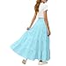 Girls Cute Bow Tiered Flowy Maxi Skirt Elastic High Waisted Summer Boho A-Line Long Swing Beach Skirts for 4-15 Years