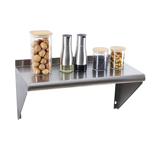 Image of Stainless Steel Shelf 12 inchx24 inch, Space-Saving Wall Mounted Shelving, 260lb Heavy Duty Steel Shelves with Easy-Clean Surface for Kitchen, Restaurant, Bar, Hotel (Commercial & Home Use)