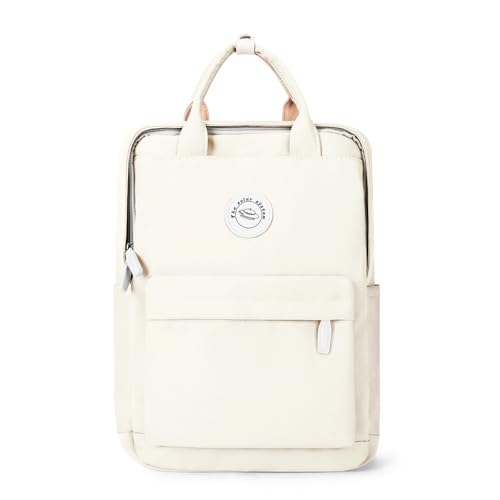HYC00 Mochilas Escolares Mochila Mujer, Mochila Impermeable Portatil 14 Pulgadas,Casual Bolsos Niña Niño Backpack Adolescente para Universidad Mochila Ligera Mochila de Viaje,Blanco
