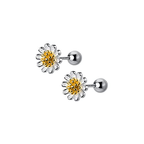 Boucles d'oreilles marguerite argent 925 anti-perte avec fermoir de sécurité