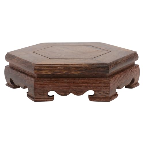 NOLITOY Base Esagonale in Legno Naturale Portavaso e Piedistallo Portaoggetti Rotondo per Esposizione di Vasi e Decorazioni, Resistente a Deformazioni e Sbiadimenti, Adatto per Interni Ed Esterni