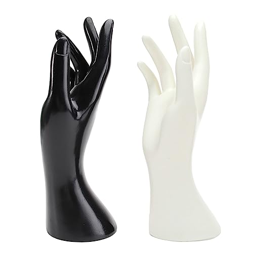 OATIPHO Soporte De Exhibición para Joyas De Mano Femenina 2 Piezas (Blanco y Negro) En PVC y Vinilo, Expositor para Anillos, Collares y Pulseras, Adecuado para Tiendas y Organización Doméstica