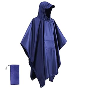 Azarxis Herbruikbare regenponcho waterdichte lange regenjas jas lichtgewicht met capuchon voor volwassen mannen vrouwen…