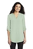 Port Authority Ladies 3/4-Sleeve Tunic Blouse, Misty Sage, Medium