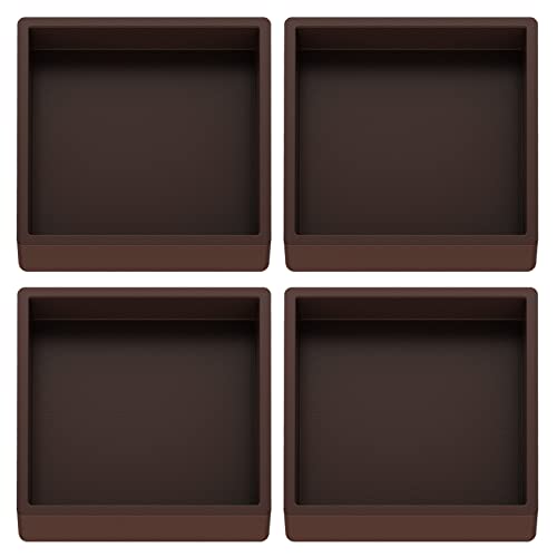 Furniture Coasters Caster Cups Rubber 2.5 inch Square no Slip Pads Furniture Leg Protectors-for Hardwood Floors (4, Square Brown)
