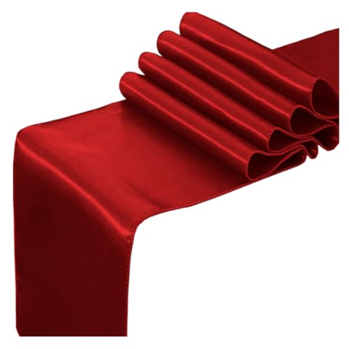 BEAMARKER 2 Paquet de Chemin de Table en Satin de 12 x 108cm de Long Chemin de Table en Satin Rouge pour Mariage Banquet Remise de Diplôme Dîner d'anniversaire...