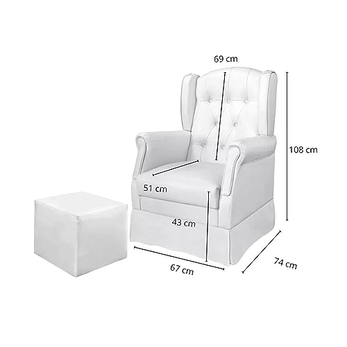 Poltrona de Amamentação Balanço e Puff Letícia Phoenix Baby Branco
