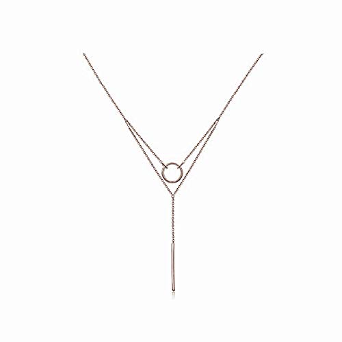 Lariat y necklaces,Hallon Looped Bar Pendant Layered Adjustable Necklace for Women Circle Long Neckalace Girls (sliver)