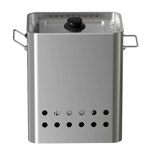 YTYTU Barbecue À Baril Portable, Barbecue À Charbon De Bois INOX, BBQ sans Fumée, Rôtissage À 360°, Séparation Huile-Charbon pour Camping Et Jardin