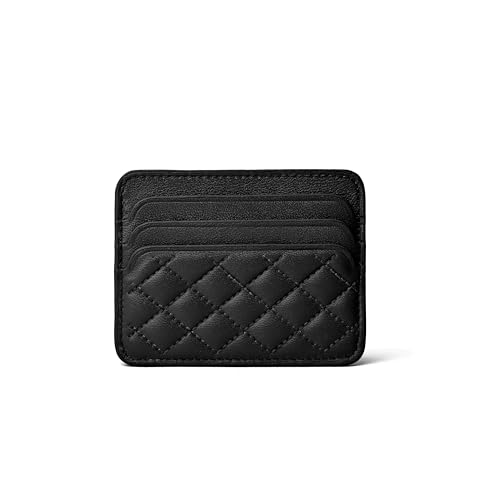DORIS & JACKY Lambskin Credit Card Holder Unisex Slim Wallet Thin Card Case Small Leather Wallet For Men And Women (DS938-Black)
