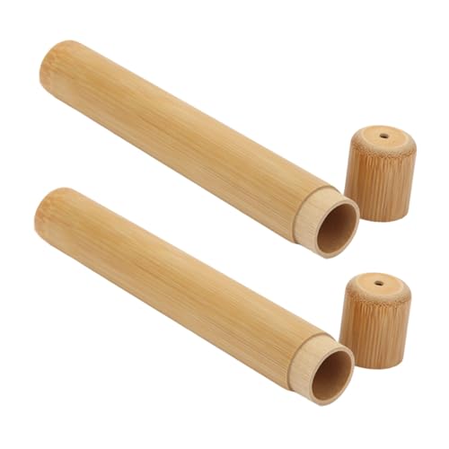 KOMBIUDA 2Pcs Stylish Toothbrush Holder Portable Cylindrical Toothbrush Case for Travel Storage for Adults for Camping Business Trips Home Use