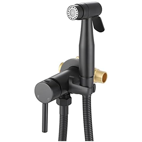 Black Handheld Bidet Sprayer for Toilet Warm Water, WiPPhs Stainless Steel Bidet Hand Held Sprayer with Brass Hot and Cold Mixing Valve, WI9138BK Cover