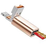 Micro SD Card Reader, USB C to SD Card Reader, USB and Type C 2-in-1 TF Memory Card Reader, Mepsies USB OTG Card Reader for Laptops, MacBook, Samsung Galaxy Phones and More, Gold