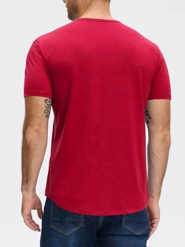 JEMLDL Men's T-Shirt Lightweight Cooling Short Sleeve Crew Neck T-Shirt Casual Basic Tee Shirt Big and Tall Wine Red 5XL — view 2