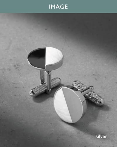 Image of [TAVARAT] Cufflinks for Men cuff links mens classic round shape Black Silver Light Gold Tps-177