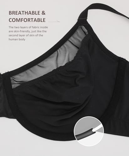FeelinGirl Minimizer Bras for Women Supportive Underwire Bra, Full Coverage Plus Size Mesh Bra for Heavy Breast4
