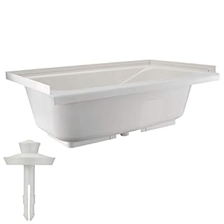 RecPro Bathtub | Durable Replacement 40" x 24" | Camper Trailer RV Tub | Alpha | Tub | Parchment or White (White - with Drain Stopper)