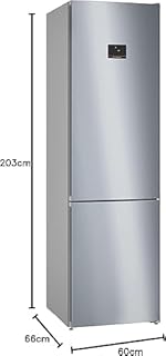 Bosch KGN394ICF Serie 6, Frigorifero combinato da libera installazione, Total No Frost, VitaFresh XXL, Flex Interior, Acciaio, 203 x 60 cm