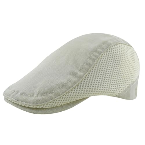 Image of Men's Cotton-Hemp Blend Newsboy Cap - Lightweight Summer Flat Cap for Driving & Outdoor Style