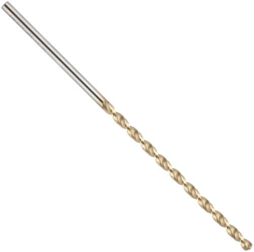 Precision Twist QC91G High Speed Steel Long Length Drill Bit, TiN Coated, Round Shank, Parabolic Flute, 135 Degree Point Angle, 36 (Pack of 12)