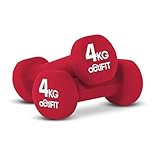 Neoprene Weights Dumbbells Set Men and Women Thick Coating | 2KG 3KG 4KG 5KG 6KG | Cast Iron Dumbells Set Singles | Home Weights Set | Free Weights | Red | Exercise Barn | (C: 2 x 4KG, PAIR)