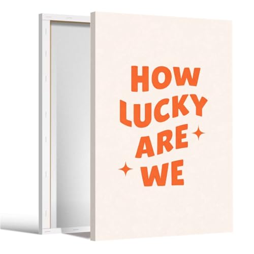 Framed Positive Quote How Lucky Are We Canvas Print Minimalist