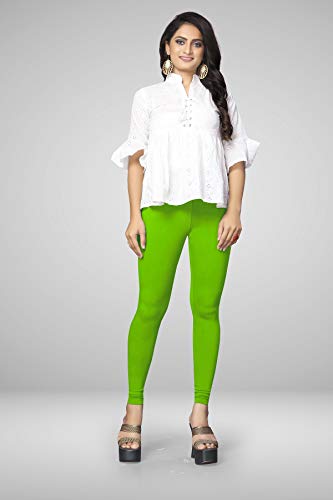 Image of Women's Cotton Skinny Leggings with Ankle Length Solid Pattern Mid Rise and Elastic Closure | Cotton Skinny Leggings for Womens