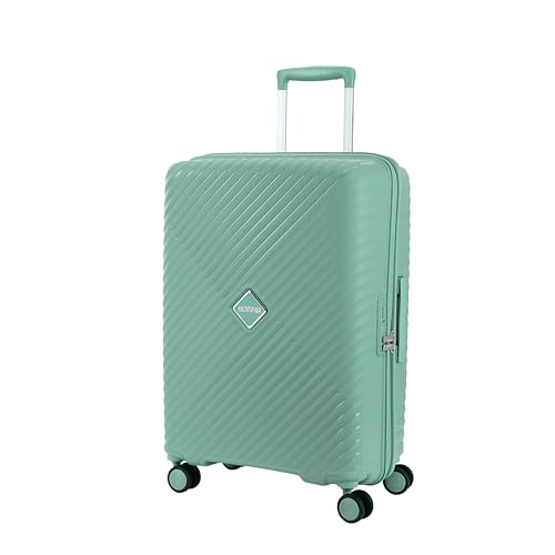 Image of American Tourister Diamo 68 CM Check-in Trolley Bag with Combination Non TSA Lock & 8 Wheels Hard-Sided PC Medium Suitcase /Trolley Bag with Double Spinner Wheels /Luggage for Men & Women - Gold