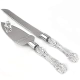 Adorox Cake Knife and Server Set Acrylic Stainless Steel Faux Crystal Handle Holiday Thanksgiving Ch