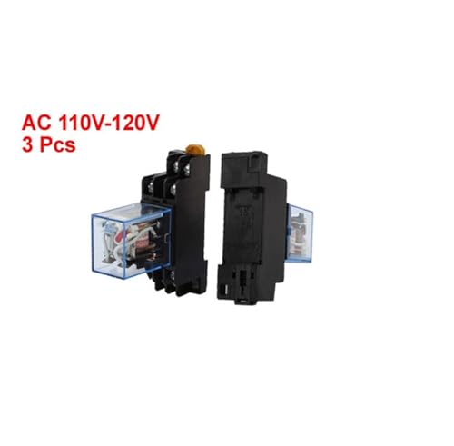Relé de potencia de 8 pines DPDT AC 110V con base para carril DIN pack de 3 unidades 2