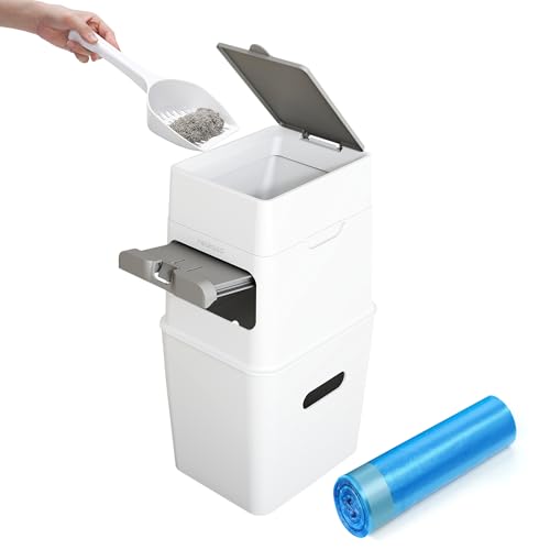 Neakasa PooGuard Litter Disposal Bin, 9.2L Trash Can for Cat Litter, Dog Waste & Diapers, with Viewing Window, Wider Opening, and 4-Month Refill Bag (