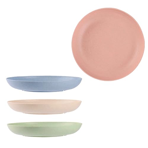Qianxihu 4Pcs Unbreakable Plastic Plates Reusable Microwave Safe Dessert Plates Durable Dinner Lightweight Plastic for Home, Camping, Picnic, BBQ, Party