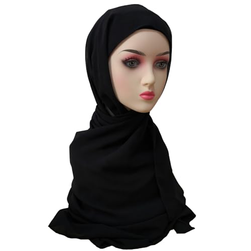 Instant Chiffon Hijab with Undercap Solid Color Muslim Hijabs Scarf Head Wraps Ready To Wear Hijab For Women3