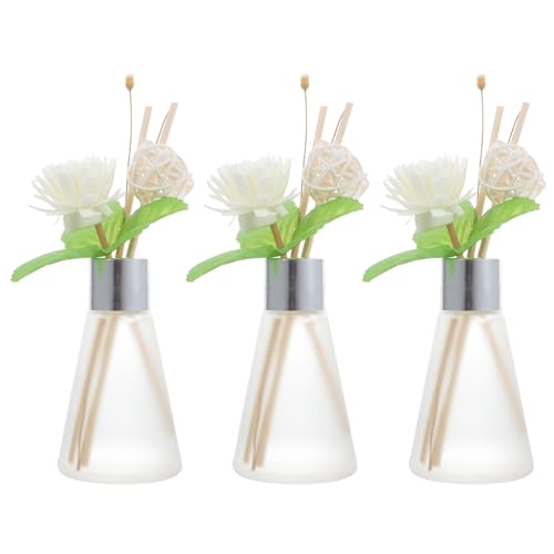 Set 3Pcs Difusores de Aroma en Botella de Vidrio con Flor miniatura 1