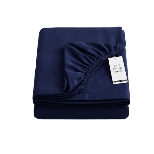 Image of Tribeca Living Cal King Flannel Fitted Sheet, Dark Blue