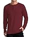 QUALFORT Men's Henley Long Sleeve Shirt Slim fit Beefy Waffle Lightweight Outdoor Tees Fall Tops Dark Red X-Large