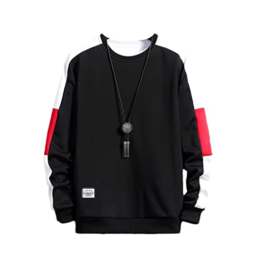 Sweat à capuche pour homme noir décontracté style patchwork pour le weekend
