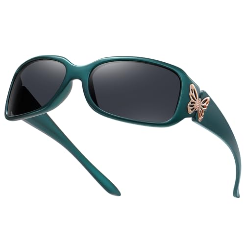 Image of HAOLOTA Women's Polarized Sunglasses - Fashionable Wraparound Butterfly Design with UV400 Protection