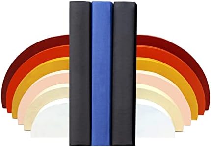 Licornism Wooden Decorative Rainbow Bookends ,Wooden Non-Skid Cute Kids Bookends for Boys and Girls Kids' Room Bookends Baby Book Ends for Holding Books,Pack of 2