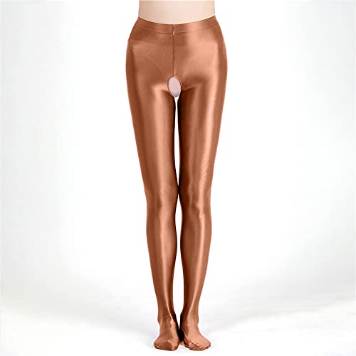 Image of cloudmall Women Sexy Semi Opaque Pantyhose Running Tights Yoga Leggings Oil Shiny Stocking