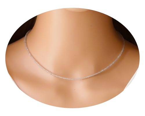 Tiny 2mm Labradorite Round Beaded Choker, Adjustbale from 15 inches to 17 inches, Natural Gemstone Beaded Necklace, Daily Dainty Necklace for Women, Handmade Gift for Her