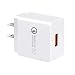 Quick Charge 3.0 YUNSONG Certified 18W USB Wall Charger Compatible with Galaxy Note8 / S8 / S8+, LG G6 / V30, HTC 10 and More