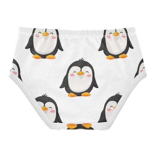 Cartoon Penguins White Girls Panties, Toddler Briefs, Girls Cotton Underwear, 2–8 Years2