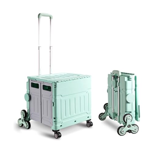 WRYSQBHJYB Carrito de Compra Plegable con Ruedas, Carrito de supermercado portátil, 3 Alturas Ajustables, Ideal para Guardar Libros, archivar y Herramientas(Green)