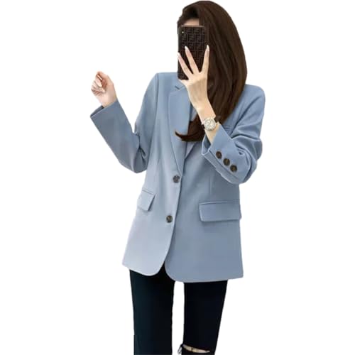 Women Office Coat Loose Solid Thin Blazer Multi-Color Pocket Long Sleeved Coat