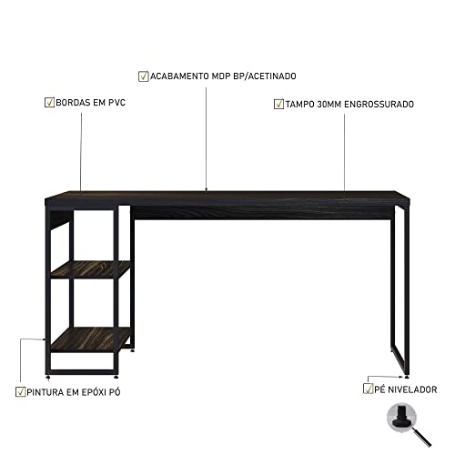 Compace Desing, Escrivaninha com Estante Baixa 2 Prateleiras 1,50m Dynamica